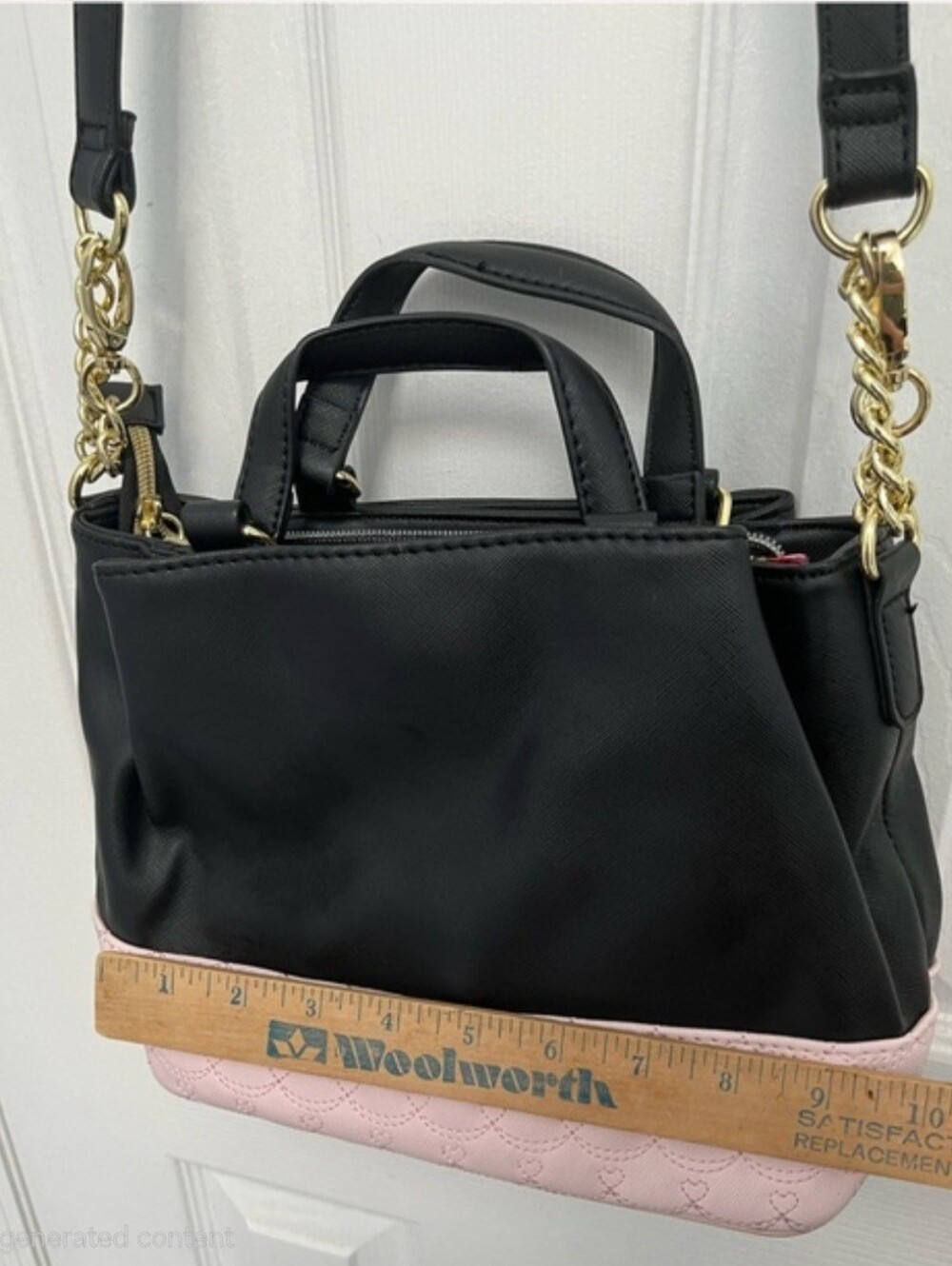 Betsey Johnson Black and Pink Studded Bag - Picture 4 of 12